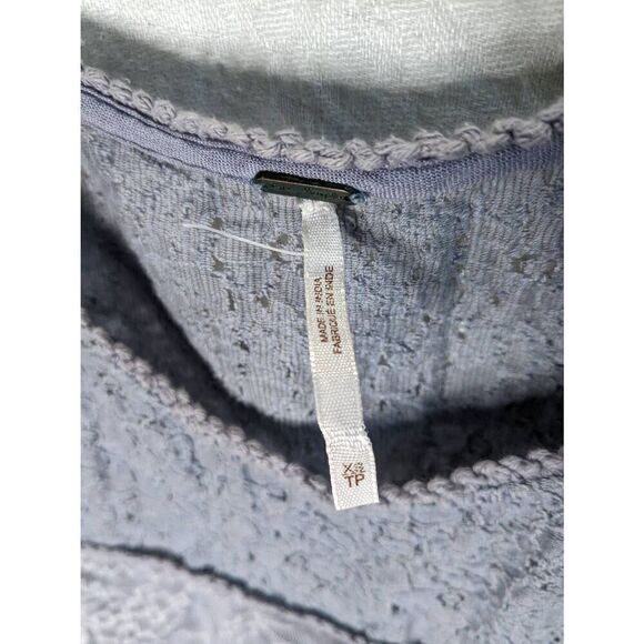 Free People Cold Shoulder Lace Boho Short Sleeve Blouse Top Lavender Purple XS - Picture 4 of 8